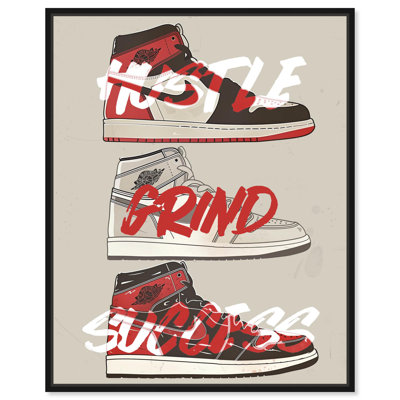 Hustle Grind Success Sneakers Canvas Trendy Sneaker Art by Art Remedy