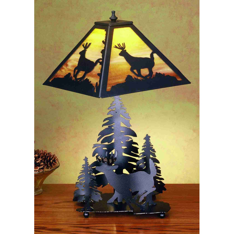 21"H Lone Deer Table Lamp, Honey