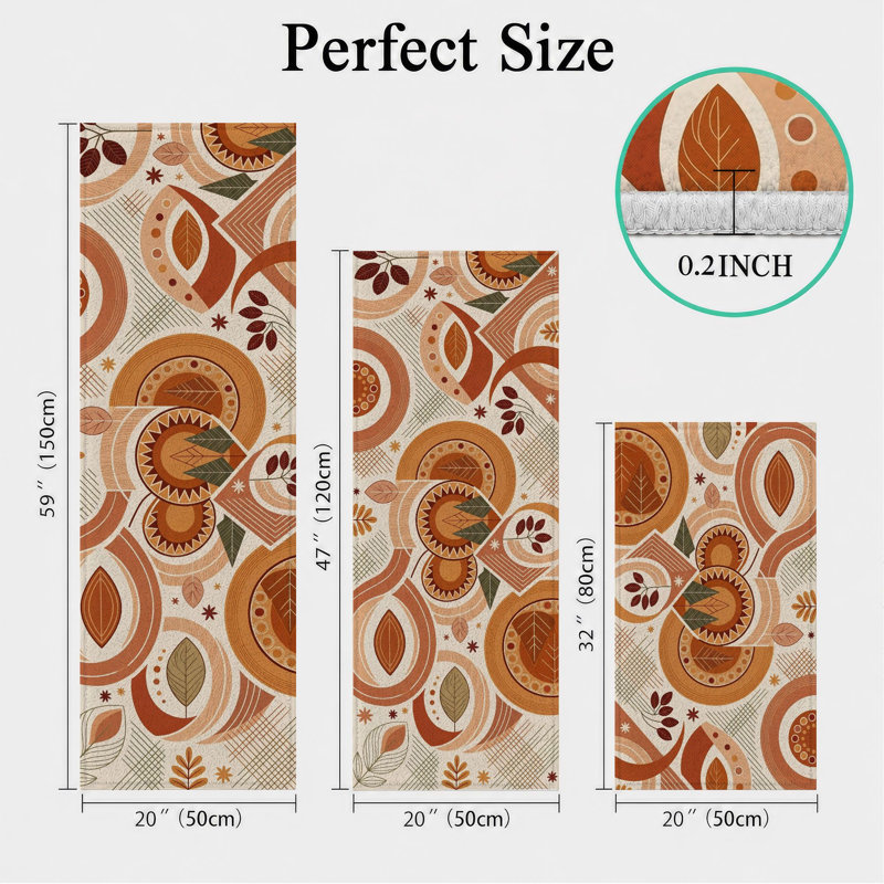 Tapis de cuisine lavables antidérapants Retro Circles