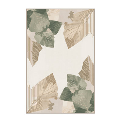 Tapis beige doux et moelleux à motif géométrique minimaliste Scott Mint