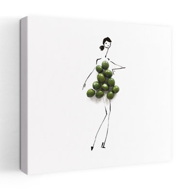 «Woman In Olive Dress», art mural élégant et minimaliste moderne