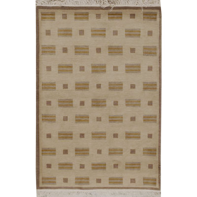 Geometric Hand-Knotted Wool Green/Grey Area Rug