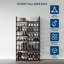 Range-chaussures vertical en métal peu encombrant - Organisateur de chaussures haut à 8 niveaux pour l'entrée et le salon - Support de rangement robuste pour placard - Tablettes en tissu amovibles, 8 étages
