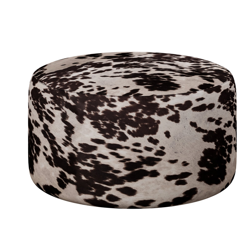 Round Cocktail Ottoman, Cow Print