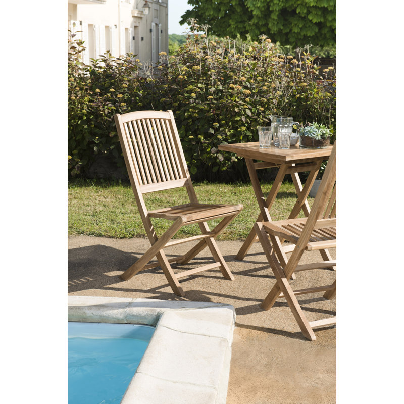 Woehler Folding Patio Dining Side Chair with Cushion