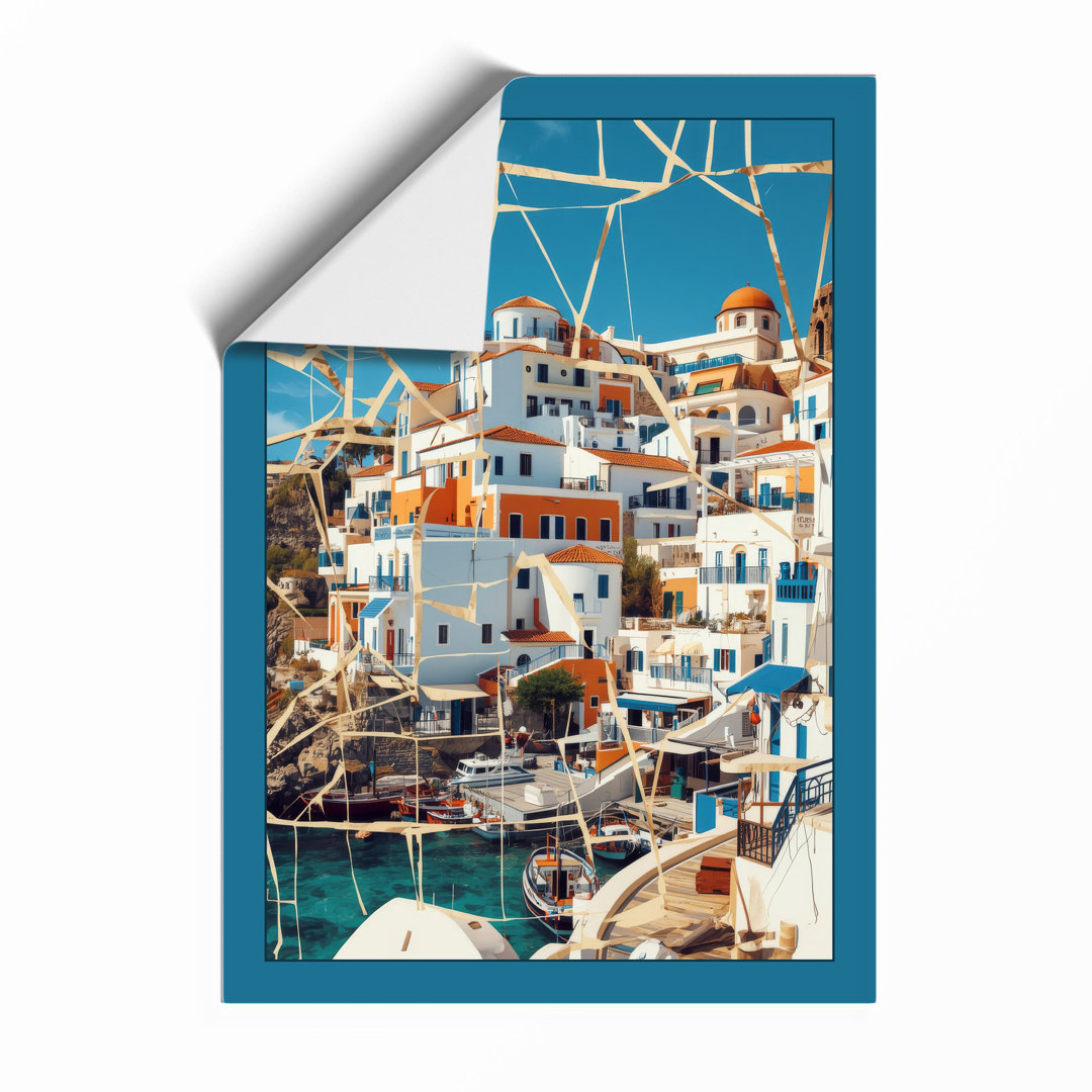 Greek Island Village Modern - Framed Print