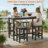 5-Piece HDPE Outdoor Patio Bar Set for 4-Person– 4 Stools & 1 Rectangular Table, All-Weather for Poolside, Garden, or Balcony-707274261-719744104