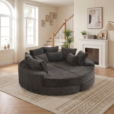 Fauteuil inclinable rond surdimensionné de 78,5 pouces avec coussin cervical - Se sépare en deux fauteuils