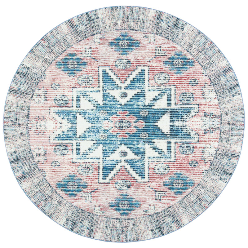 Jill Performance Machine Washable Oriental Rug, Round 6'7"