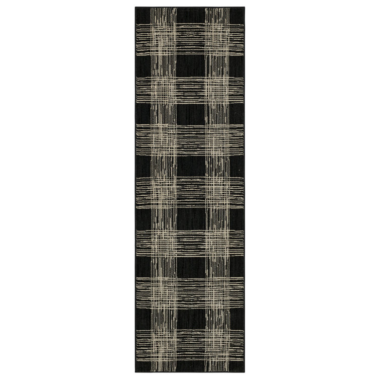 Fontana Geometric Machine Woven Polyester Area Rug in Onyx