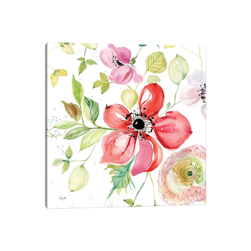 Spray Of Anemones III by Kristy Rice - Wrapped Canvas Painting, 45.72 cm H x 45.72 cm W x 1.91 cm D