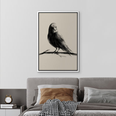Oiseau gris, peinture à l'encre