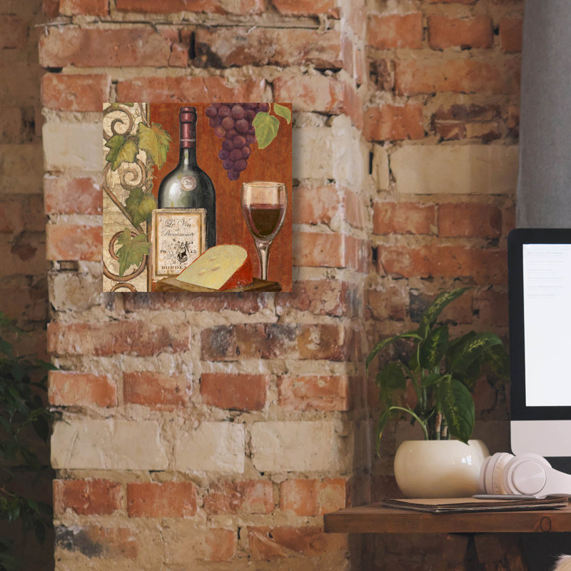 «Wine And Cheese Tustation 4» par Art Licensing Studio, art mural sur toile, H 12 po x l 12 po x P 0,75 po