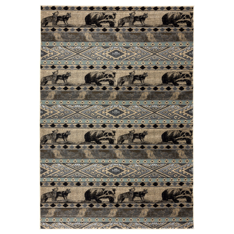 Shipe Geometric Cream/Beige Area Rug, Rectangle 5'2" x 7'5"