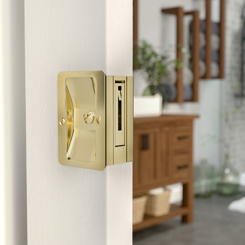 Rectangular Pocket Door Hardware, Brass