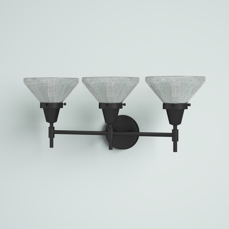 Éclairage pour meuble-lavabo à 3 lumières à intensité variable Gayle, Grainé, Noir mat, Ampoule DEL rétro 4 watts