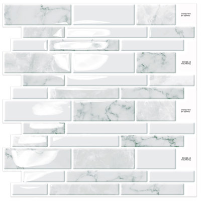 Carrelage mosaïque auto-adhésif en vinyle 12 po x 12 po pour dosseret de cuisine, 10 feuilles