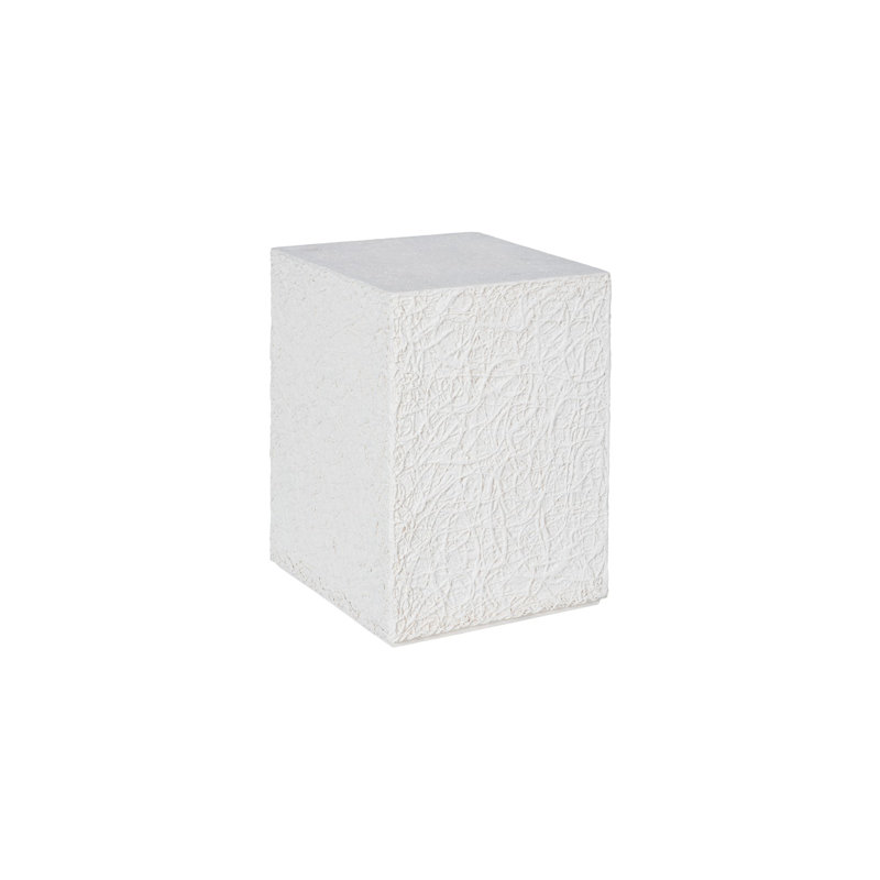 String Theory Pedestal, White Stone, 20" H x 14" L x 14" D