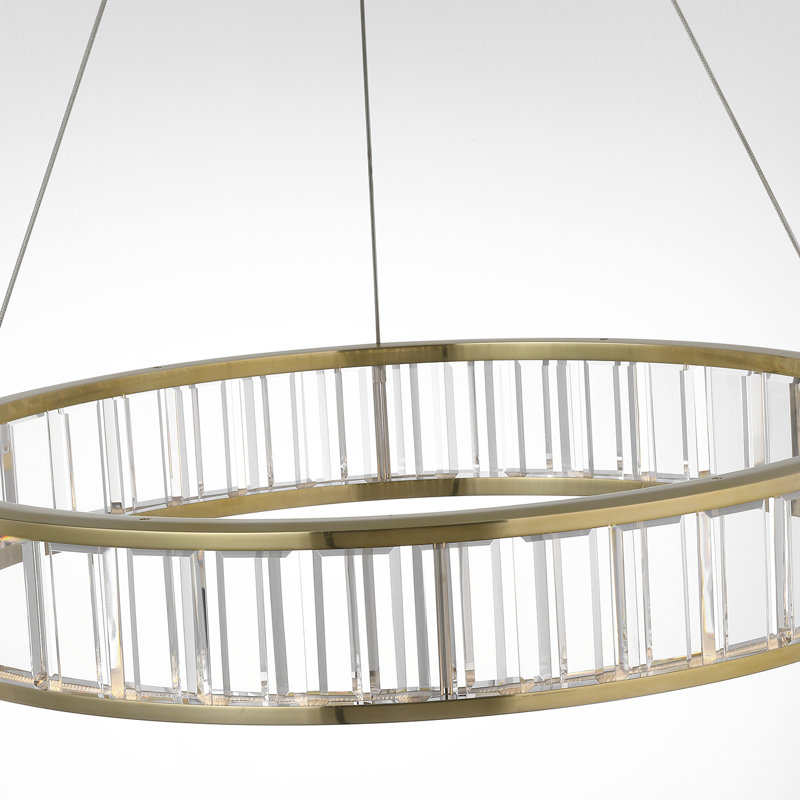 Chapman & Myers Iterna 30" Ring Chandelier with Alabaster, Antique-Burnished Brass