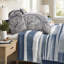 Ensembles de literie en satin de coton de luxe, motif damassé gris pour chambre chic