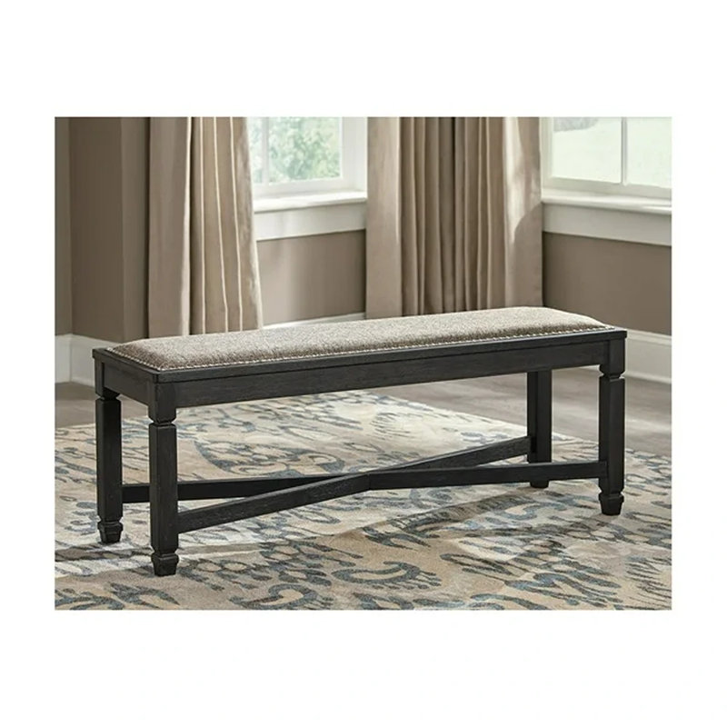 Chailey Upholstered Bench, Gray, Black