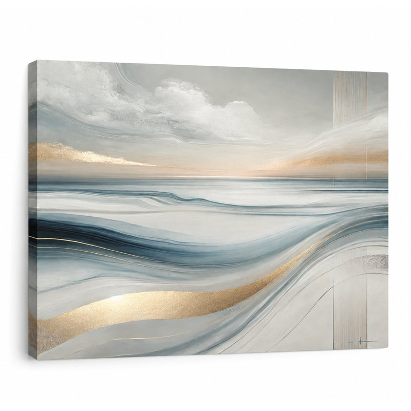 Horizon Serenity - art abstrait sur toile tendue paysage marin, H 30 po x l 40 po x P 1,5 po