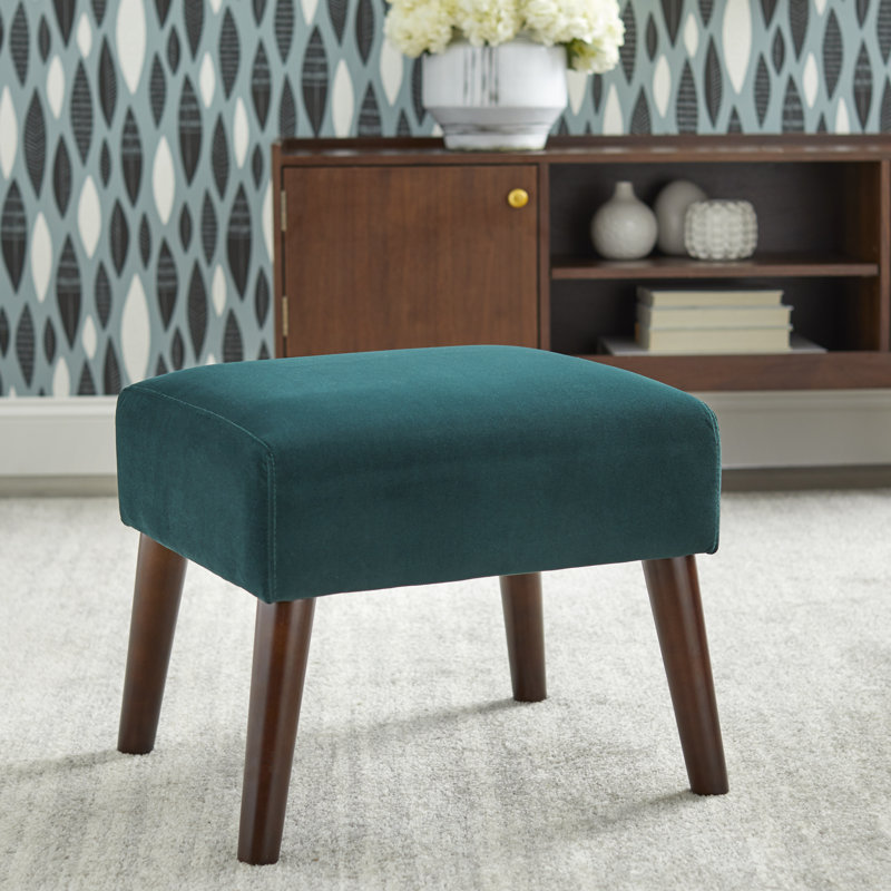 Piersten Upholstered Ottoman, Emerald Green Velvet