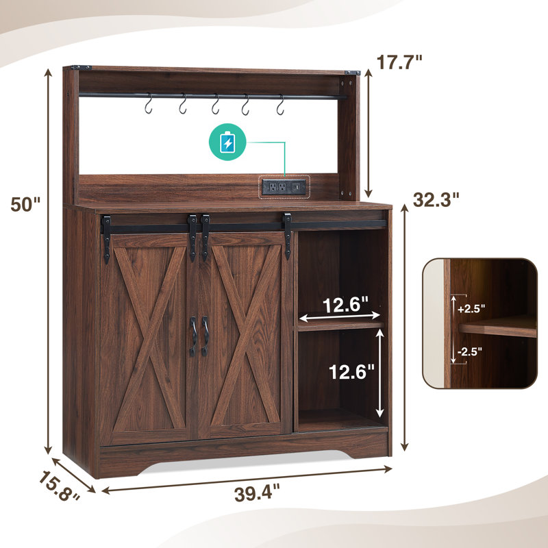 Buffet de cuisine 39,4 po Vehorn, Brun