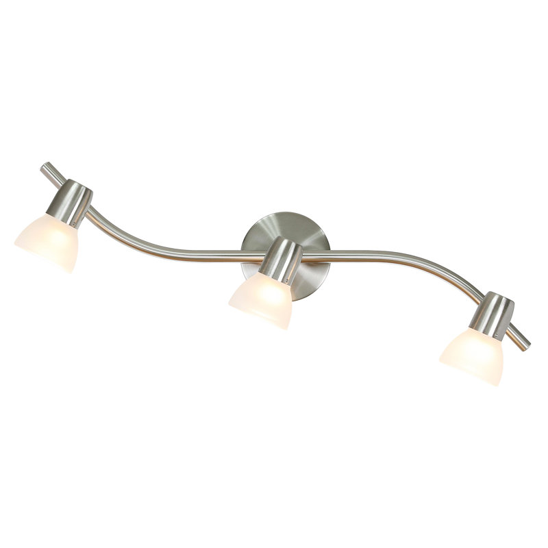 Xinbei Lighting Track Light, 3 Light Kitchen Track Lighting, Modern S-Shaped Ceiling Track Light Bar, Brushed Nickel