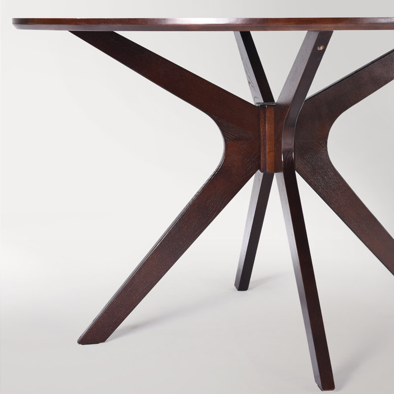 Bergmans Ash Round Solid Wood Dining Table, Dark Walnut Top/Dark Walnut Base