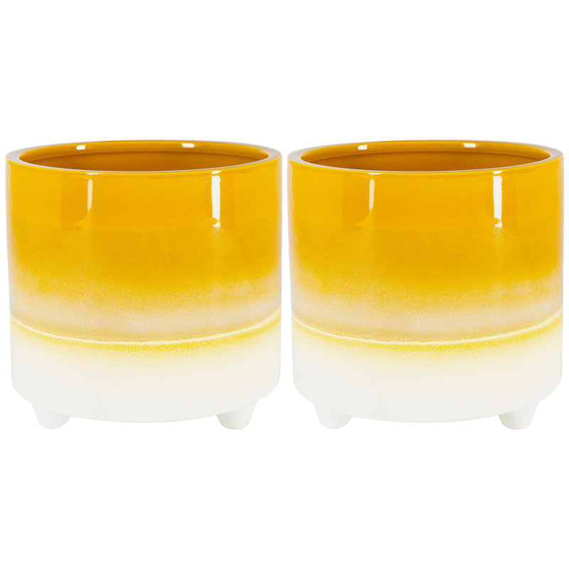 Ceramic Pot Planter, Yellow, 17.5cm H x 18cm W x 18cm D