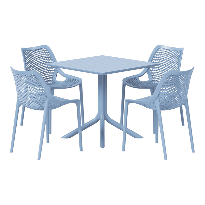 Ensemble repas carré pour 4 personnes, Bleu