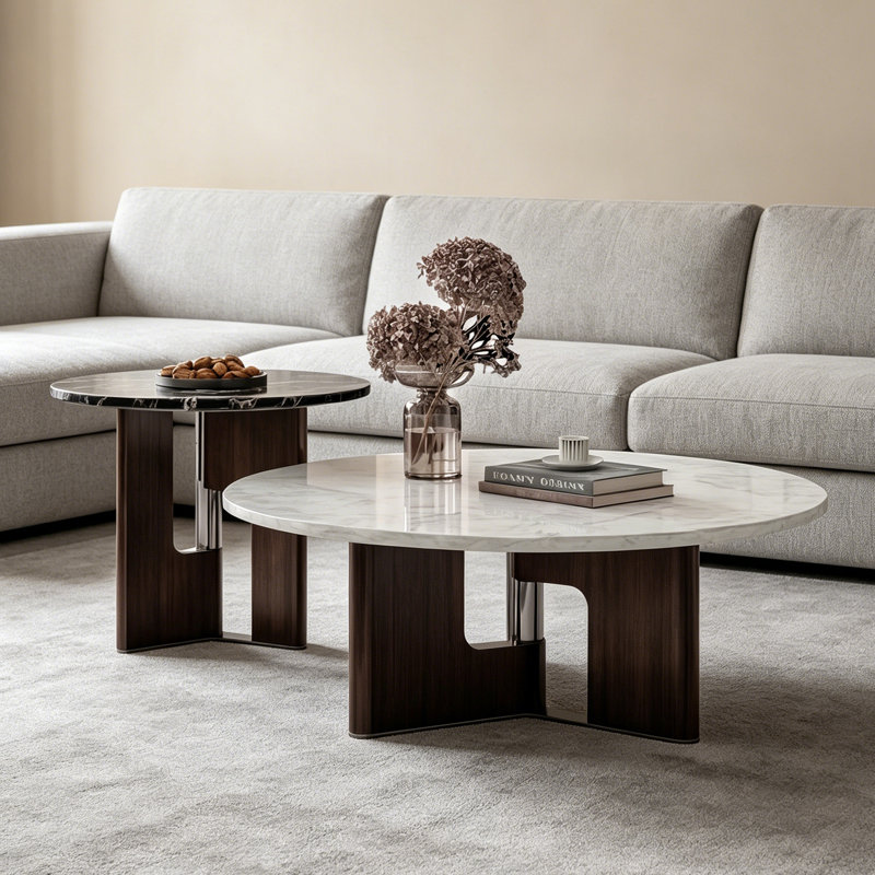Table basse italienne en marbre, H 15,7 po x L 35,4 po x l 35,4 po