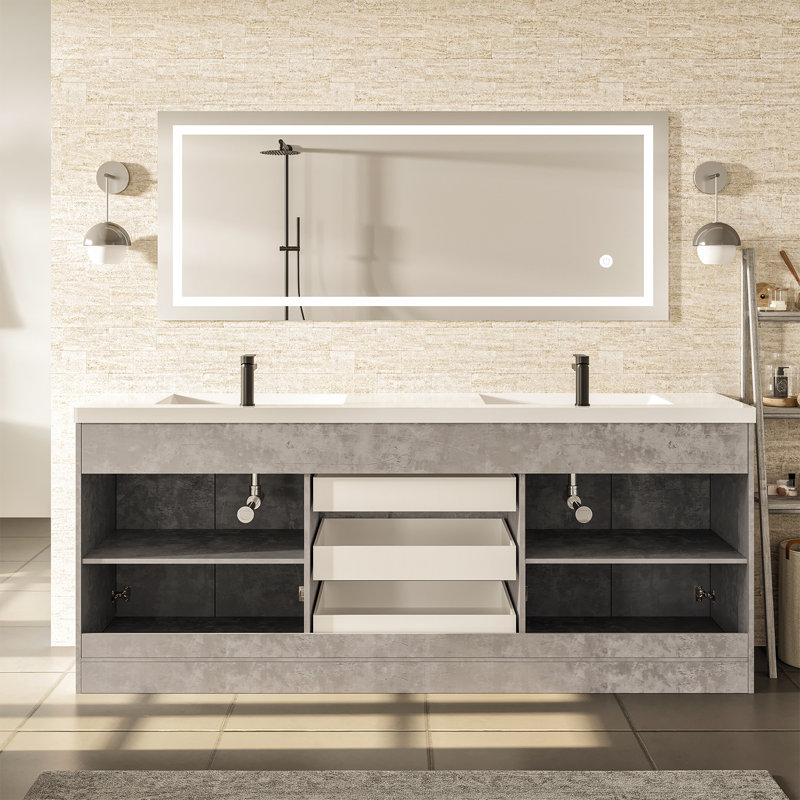 Wauconda Modern 83" Double Bathroom Vanity Set