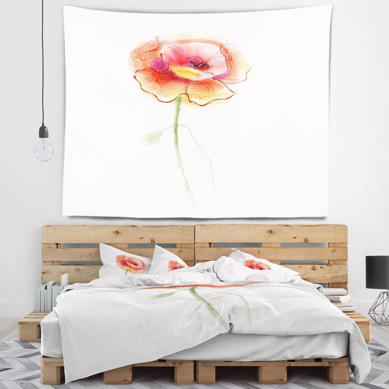Tapisserie fleur de coquelicot, H 32 po x l 39 po