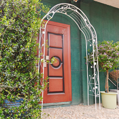 Versatile Metal Garden Arch with 8 Assembly Styles for Climbing Plants and Outdoor Events, Cream White