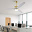 Ventilateur de plafond classique en bois massif blanc avec accents dorés, lumière DEL à intensité variable de 52 pouces, télécommandée pour les chambres et les salons