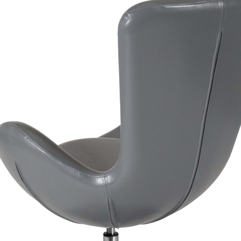 High Back Gray LeatherSoft Swivel Reception Chair with Metal Base