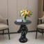 Table d'appoint élégante avec tête de cheval et plateau en faux marbre