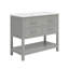 Meuble-lavabo 36 po avec lavabo en céramique, meuble-lavabo avec plateau basculant et 2 tiroirs pleine extension, poignées argentées et glissières à fermeture en douceur, 1 tablette ouverte en bas, gris