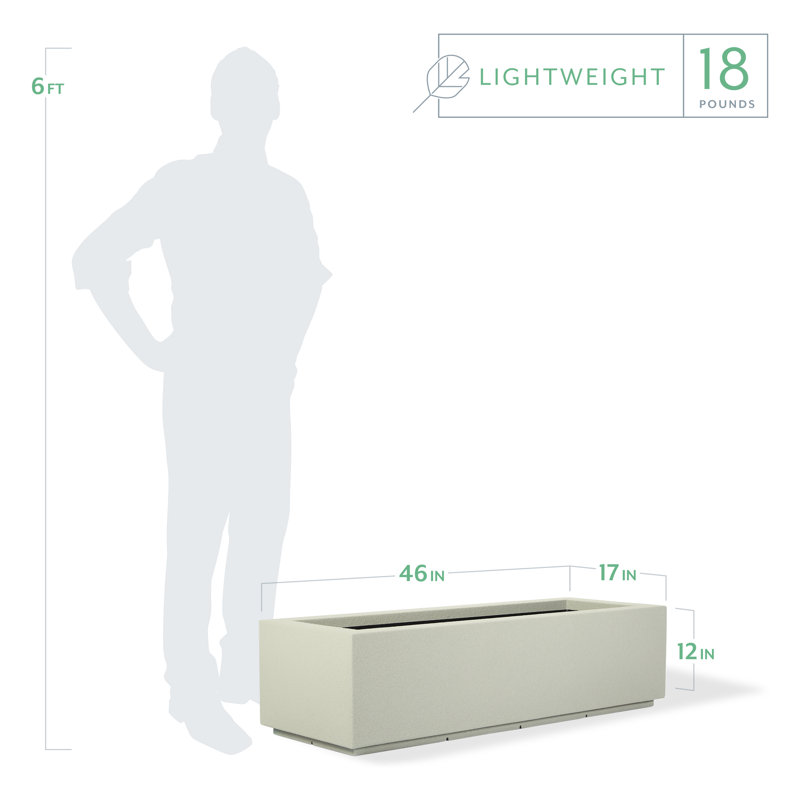 Milan Tall Polymer Box, 12"H x 46"W x 17"D, Greige