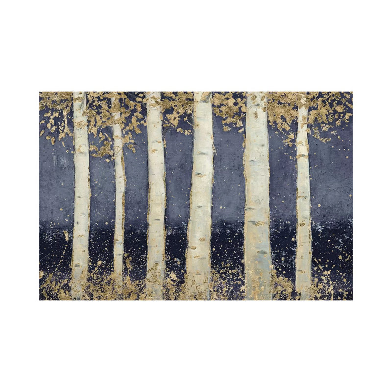 Magnificent Birch Grove Indigo by James Wiens - Wrapped Canvas Painting, 101.6 cm H x 66.04 cm W x 1.91 cm D