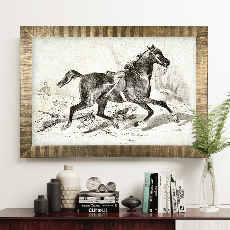 « équin sketch viii », reproduction, H 29 po x l 41 po x P 2 po, Encadrement doré antique, Pas de tapis