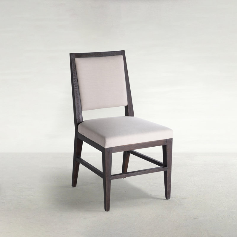 Julius Fabric King Louis Back Side Chair in Ivory Beige/Cerused Ash