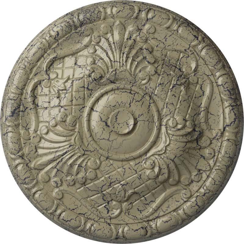 Médaillon de plafond H 15,75 po x l 15,75 po Amelia, Pierre de château craquelé