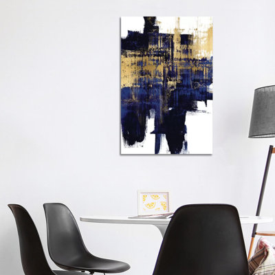 Dynamic Gold On Blue I by Alex Wise - Wrapped Canvas Print