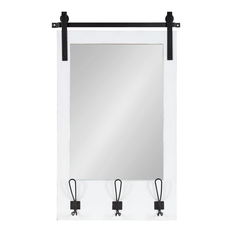 Dayanah Mirror with Hooks, White