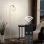 Lampe sur pied arquée avec abat-jour en verre, télécommande et ampoule incluse-1580996823