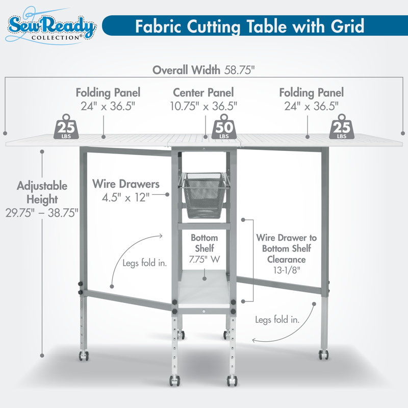 58.5'' x 36.75'' Foldable Craft Table