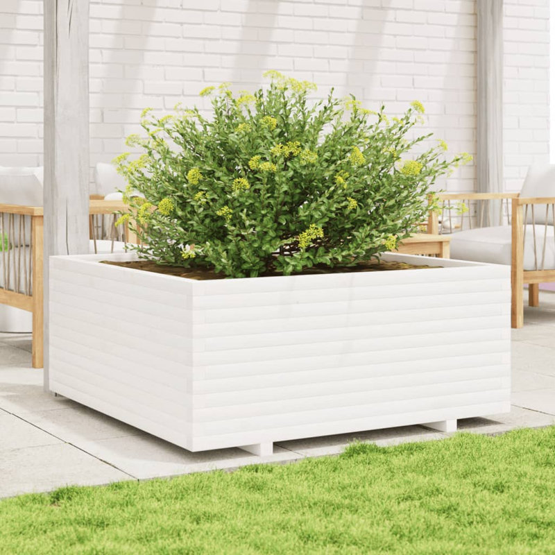 Wood Planter Box, 49.5cm H x 110cm W x 110cm D, White